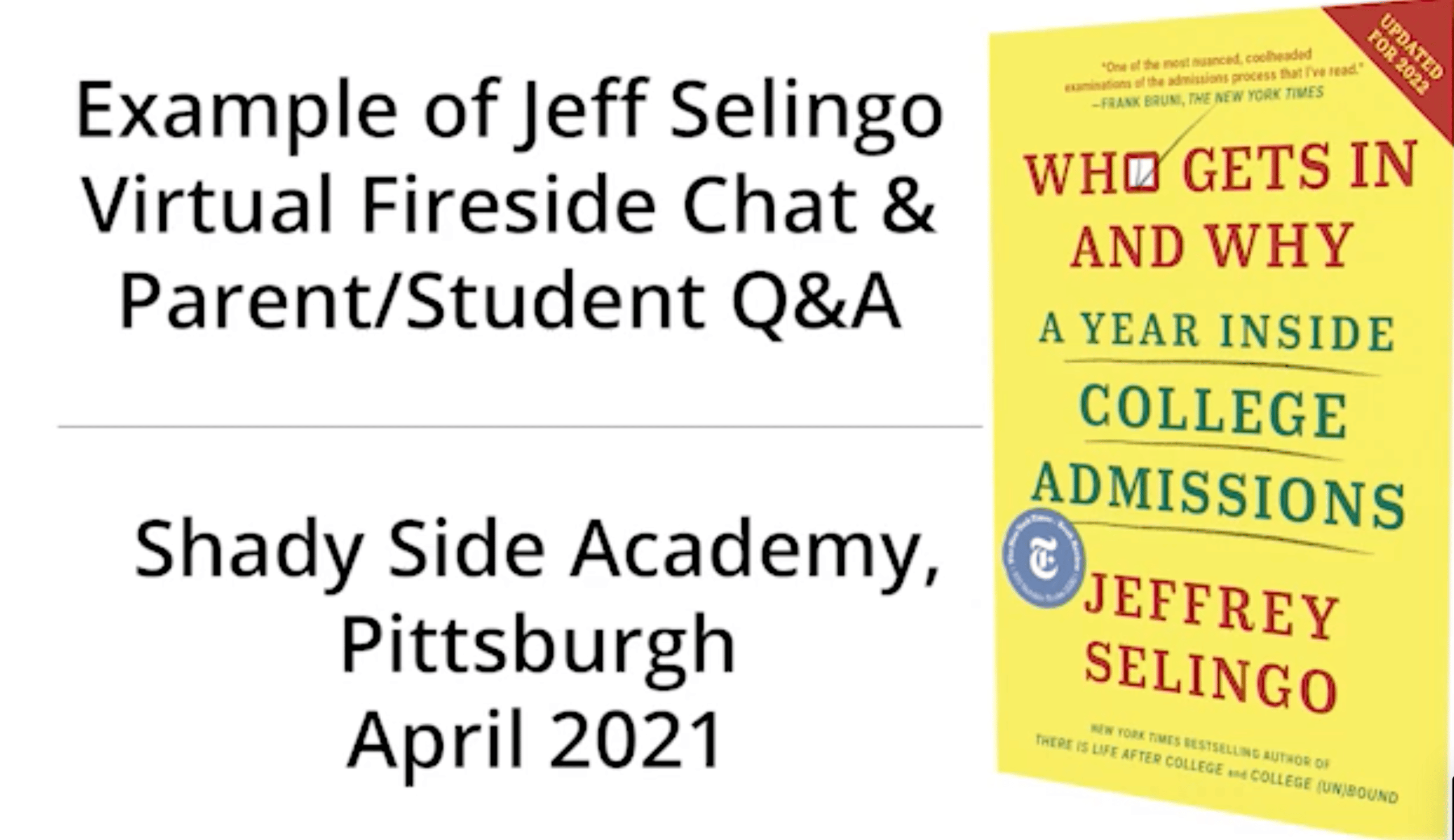 Thumbnail for Shady Side Academy Admissions Virtual Event